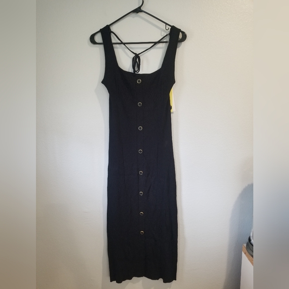 Women's Button-Front Ribbed Midi Dress - Future Collective Black - Picture 4 of 8